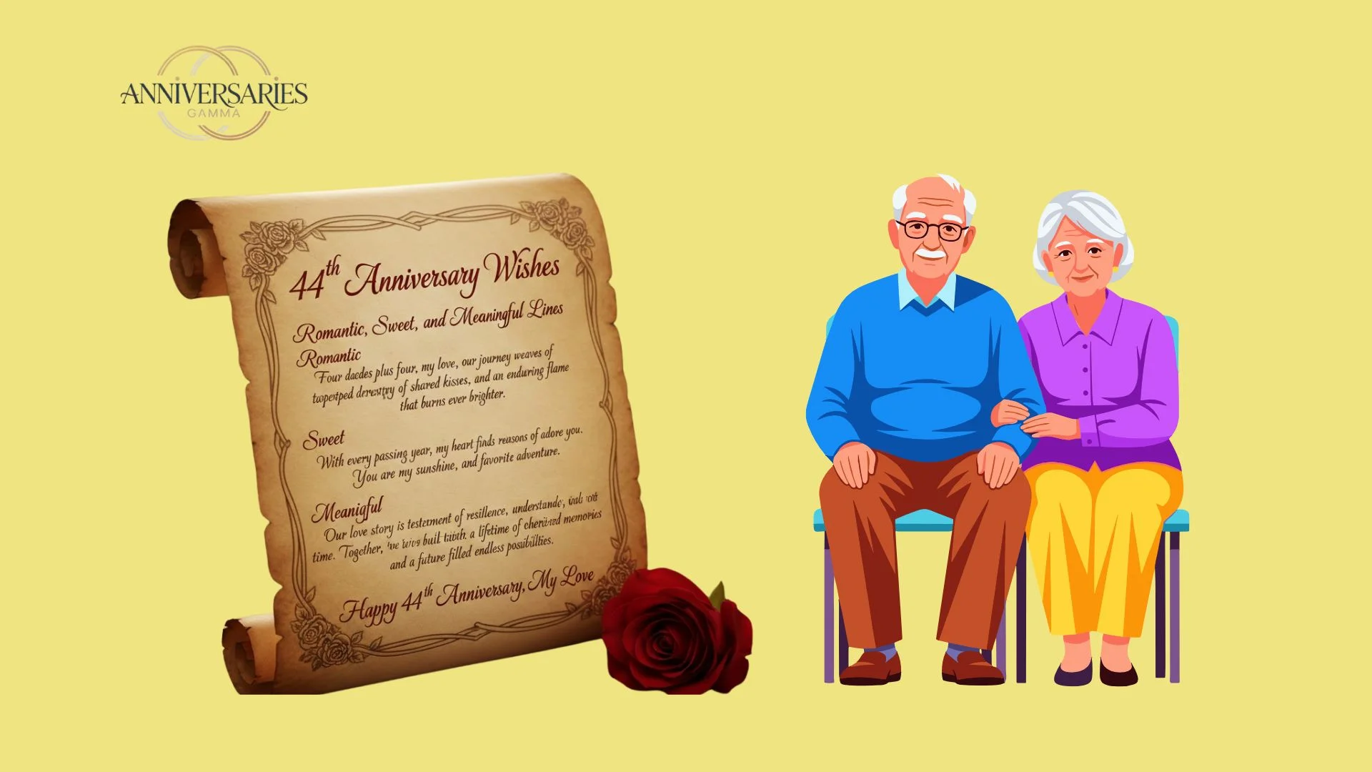 44th Anniversary Wishes: Romantic, Sweet, and Meaningful Lines