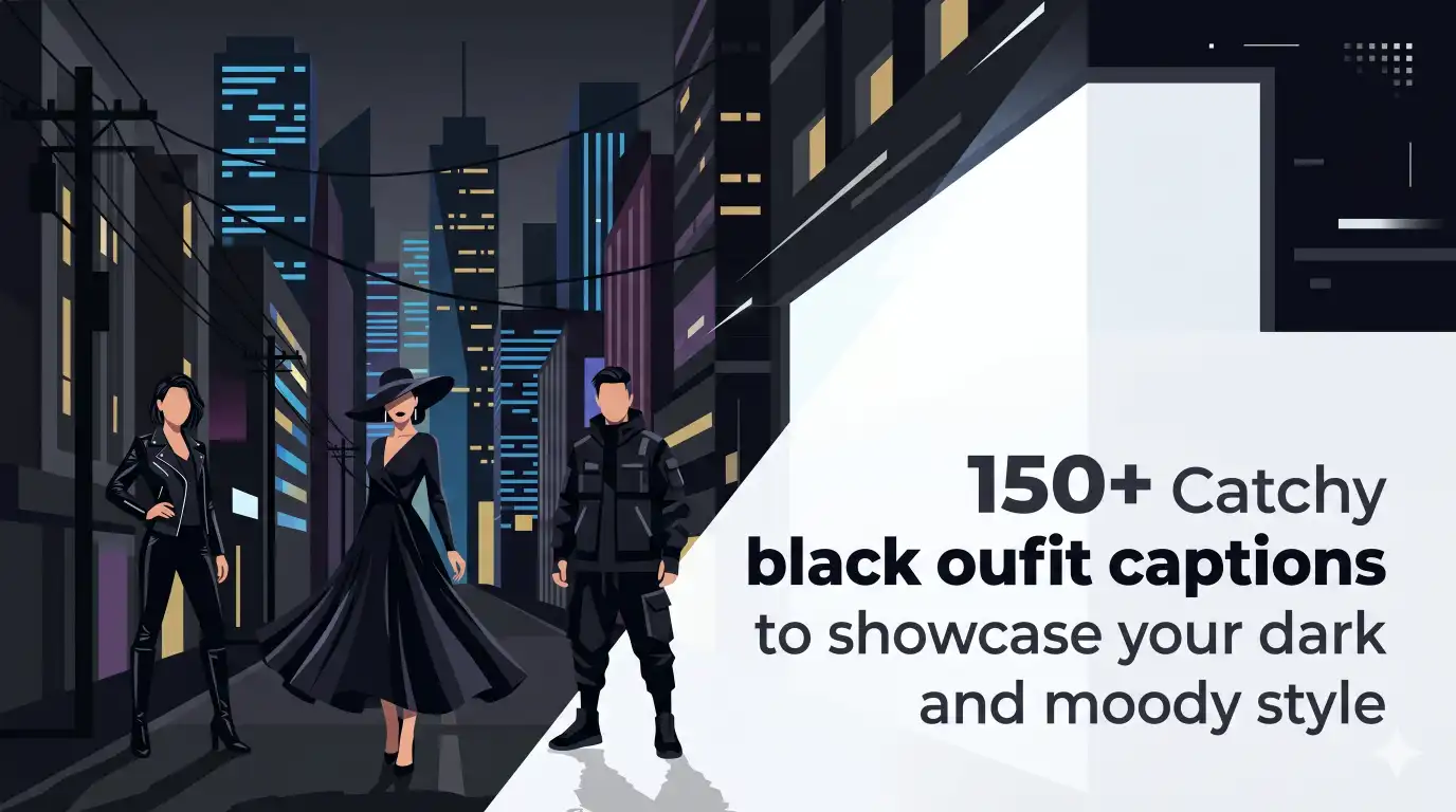 black outfit captions